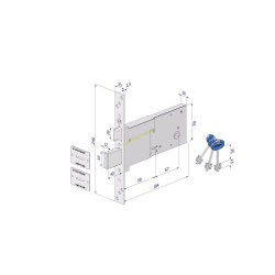 Serratura 2010 DM laterale/catenaccio+scrocco/E.90/4 mandate/3 chiavi 0CVB