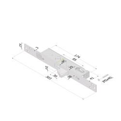 Serratura semplice EXTENSION a cilindro c/catenaccio basculante E.25/L.41xH.174xS.19 mm