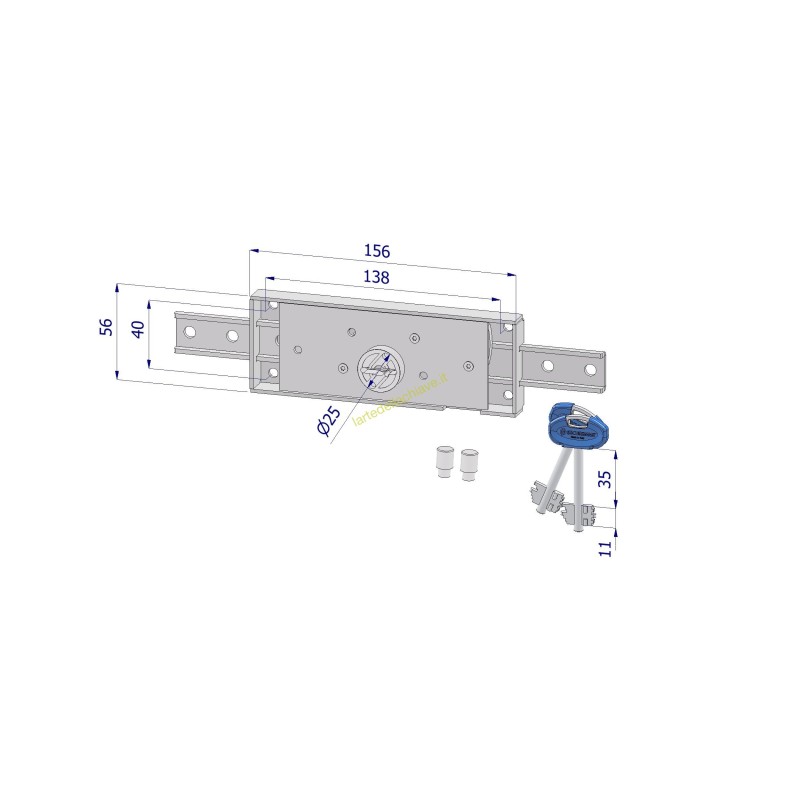 Serratura centrale DM per serranda/CH45 diritto/GC 8/2 chiavi 0CVB