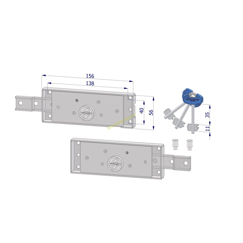 Coppia serrature laterali DX+SX DM per serranda/CH45 piegato/GC 8/3 chiavi 0CVB