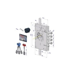Serratura triplice 250 SX CR S.3 int.28 mm c/cuore intercambiabile SECURMAP 1+3 CHIAVI 0CC5 conf. singola