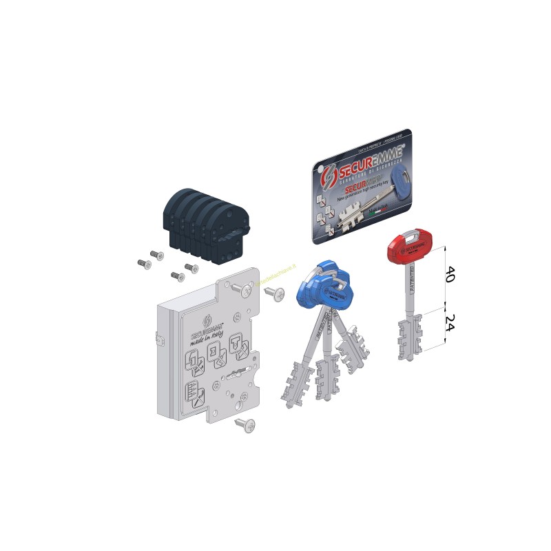 Cuore di ricambio SECURMAP destro 1+3 chiavi 0CC4 85 mm