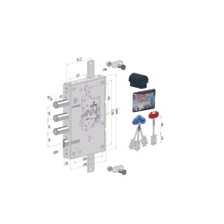 Serratura triplice 250 SX E.63 int.37 mm DIERRE/ATRA 6142 c/cuore SECURMAP 1+3 CHIAVI 0CC5 conf. singola