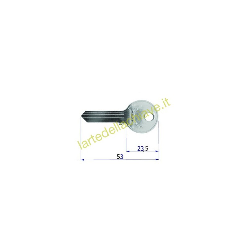 Sbozzo chiave a cilindro in ottone nichelato per serrature 2260/2275/2280/2285/2290 da serranda/garage
