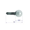 Sbozzo chiave a cilindro in ottone nichelato per serrature 2260/2275/2280/2285/2290 da serranda/garage