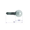 Sbozzo chiave a cilindro in ottone nichelato per serrature 2260/2275/2280/2285/2290 da serranda/garage
