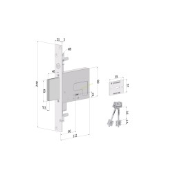 Serratura 2033 TRIPLEX E.60 con 4 mandate corsa 40 mm e 2 chiavi 0C14 SECURMAP14