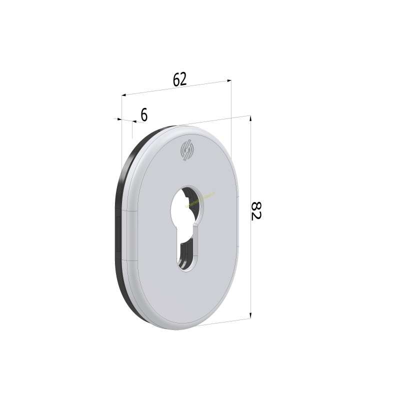 Kit piastrina 4302 62x82x6 mm a cilindro in ottone cromo satinato CS